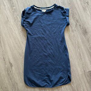 KikoNana Solid Blue Dress L Casual Short Sleeve Comfort Cotton Stretch - Small